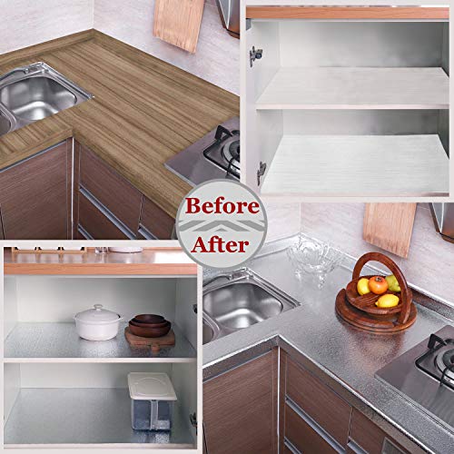 Niviy Autoadhesiva Aluminio Pegatinas de Papel Fondo Pantalla Pintado Pegatina Impermeable Prueba de Aceite Para Decorar Muebles Cocina(40 Cm X 2 M)