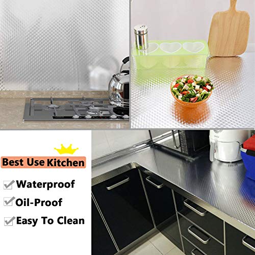 Niviy Autoadhesiva Aluminio Pegatinas de Papel Fondo Pantalla Pintado Pegatina Impermeable Prueba de Aceite Para Decorar Muebles Cocina(40 Cm X 2 M)