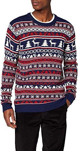 NIZZIN Elm, Suéter de Navidad Unisexo, Azul (Blue 19-3933), Large