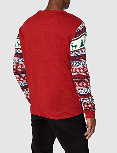 NIZZIN Elm, Suéter de Navidad Unisexo, Rojo (Red), Large