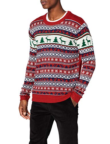 NIZZIN Elm, Suéter de Navidad Unisexo, Rojo (Red), Large