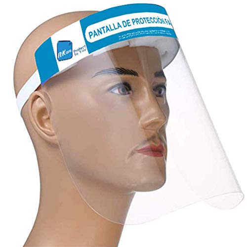 NK - Pantalla Protección Facial Transparente (Pack x10 uds), Pantalla Protectora Cara, Protector Facial, Visera Protectora con cinta ajustable