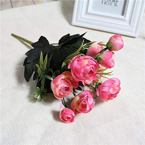 NO BRAND Llzpl 23 cm 6 Tenedor Europea lágrima Brote Artificial plástico Rosa Flor Falsa para el hogar decoración de la Boda Ciruela