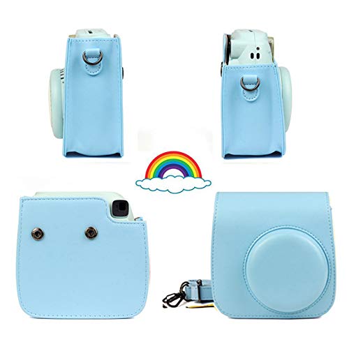 No_brand Camera Bag,For Fujifilm Instax Mini 8 Mini 9 Camera PU Leather Color Bag Instax Mini Case with Shoulder Strap Transparent Crystal Cover|Leather Case Bag|