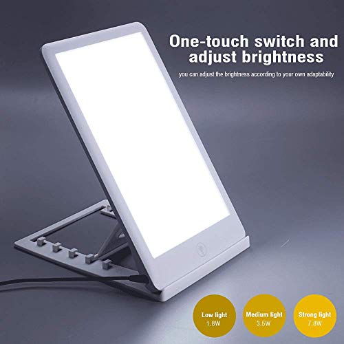 NOBLJX Lámpara de Terapia lumínica Sad Control de luz Diurna lámpara de Terapia un botón Ajuste 11000-32000 Lux Fuerza conmutable 3 Modo de Brillo Blanco