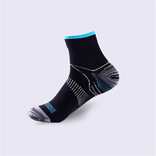 NOBRAND 1 par de calcetines de compresión para fascitis plantar, talón, arco, cómodos calcetines venosos, 8 colores, color Calcetines negros azul 07, tamaño M(For Womens)