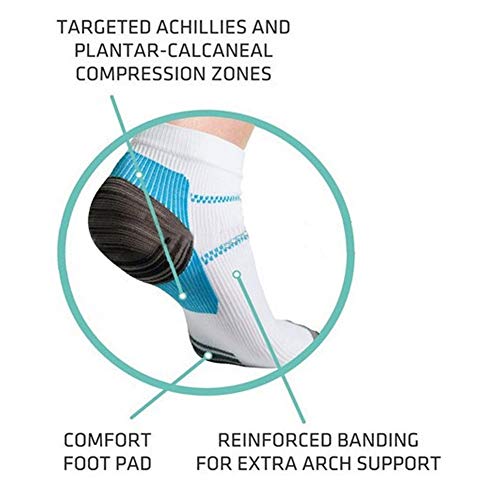 NOBRAND 1 par de calcetines de compresión para fascitis plantar, talón, arco, cómodos calcetines venosos, 8 colores, color Calcetines negros azul 07, tamaño M(For Womens)