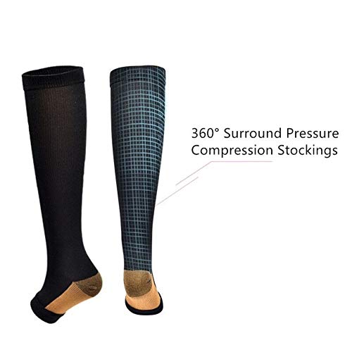 NOBRAND - Calcetines de compresión para hombre, calcetines largos, de compresión y dedos abiertos, transpirables, para regalo de hombre (color: blanco, tamaño: XL 40 cm)