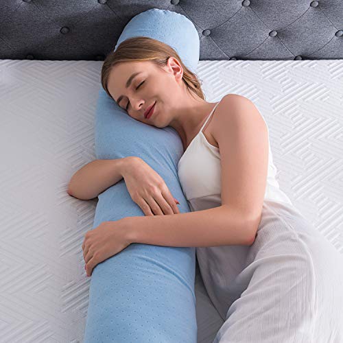 NOFFA Almohada de cuerpo entero, almohada larga de embarazo con espuma viscoelástica triturada, soporte para espalda, caderas, piernas, vientre (200 x 20 x 20 cm)