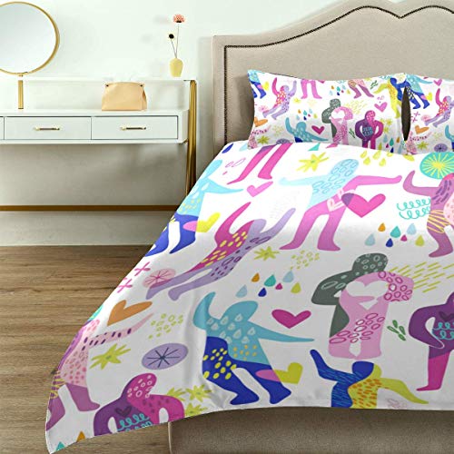Nonun Funda nórdica, Bailes Abstractos y Abrazos, Paleta de Colores Brillantes y de Moda, Ropa de Cama, Microfibra Ligera y cómoda