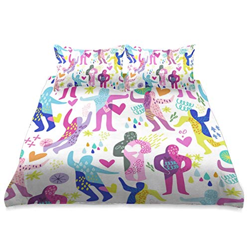 Nonun Funda nórdica, Bailes Abstractos y Abrazos, Paleta de Colores Brillantes y de Moda, Ropa de Cama, Microfibra Ligera y cómoda