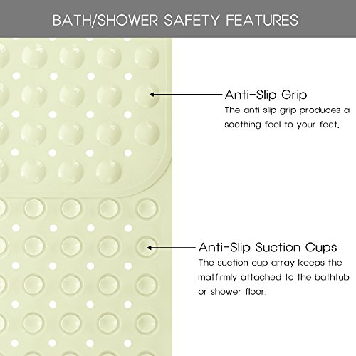 Norcho Alfombra Antideslizante de Baño Extra Largo de Seguridad con Ventosas de Succión para Cuarto de Baño 40" x 16" L x W Color de Mijo