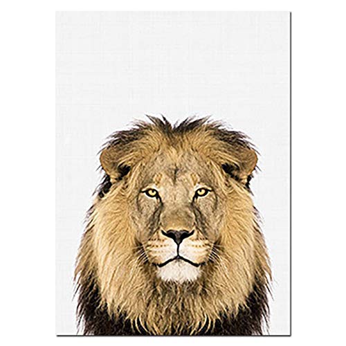 Nordic Ideas Juego de 4 Cuadros Niños 30x40 Elefante Cebra Jirafa León Laminas Infantil Animales Pósteres Impresión en Lienzo Decoración Habitación Bebé Regalo Sin Marco ZEGL