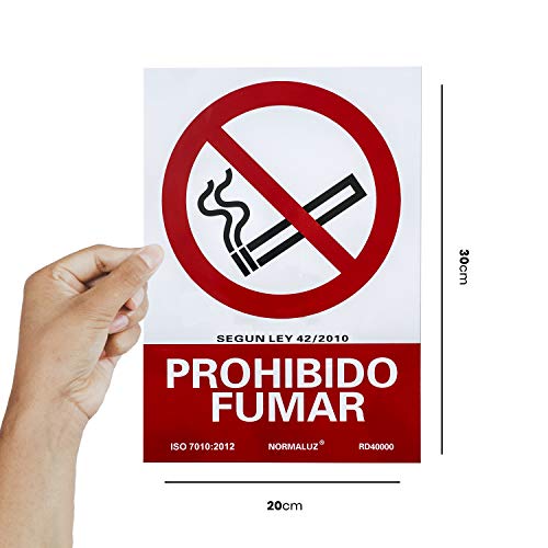 Normaluz RD40000 Señal PVC Prohibido Fumar 21X30 cm, Rojo