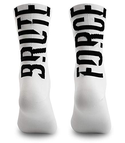 NORTEI Calcetines para Ciclismo, MTB y Running de Caña Alta para Hombre y Mujer – Brute Force White (L-XL (43-46))