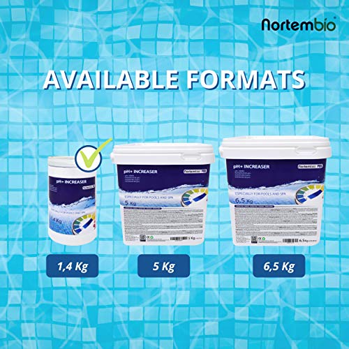 Nortembio Pool pH+ Plus 2x1,4 Kg, Elevador Natural pH+ para Piscina y SPA. Mejora la Calidad del Agua, Regulador pH, Beneficioso para la Salud.