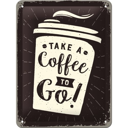 Nostalgic-Art Cartel de Chapa Retro Coffee To Go – Idea de Regalo para los Amantes del café, metálico, Diseño Vintage para decoración, 15 x 20 cm