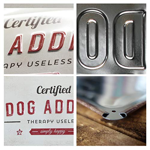 Nostalgic-Art Cartel de chapa retro Dog Addict – Idea de regalo para los dueños de perros, metálico, Diseño vintage para decoración pared, 20 x 30 cm