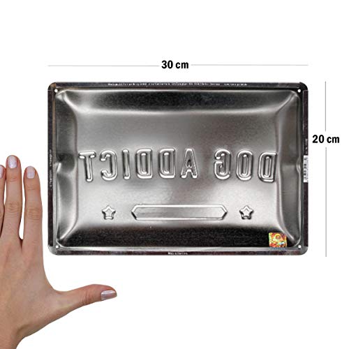 Nostalgic-Art Cartel de chapa retro Dog Addict – Idea de regalo para los dueños de perros, metálico, Diseño vintage para decoración pared, 20 x 30 cm