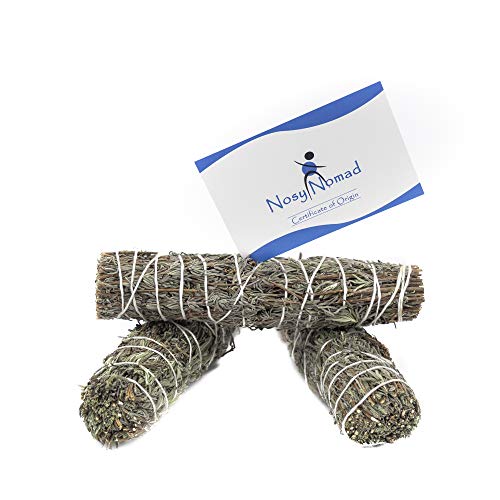 Nosy Nomad 3 Kit palitos de Manchas de Lavanda, fragante Hierba de Limpieza purificadora, aromaterapia con energía Positiva para el Alivio del estrés, para Yoga, meditación | 3 Piezas de 12-14 cm