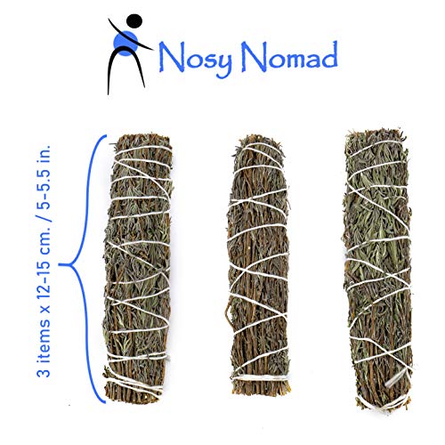 Nosy Nomad 3 Kit palitos de Manchas de Lavanda, fragante Hierba de Limpieza purificadora, aromaterapia con energía Positiva para el Alivio del estrés, para Yoga, meditación | 3 Piezas de 12-14 cm