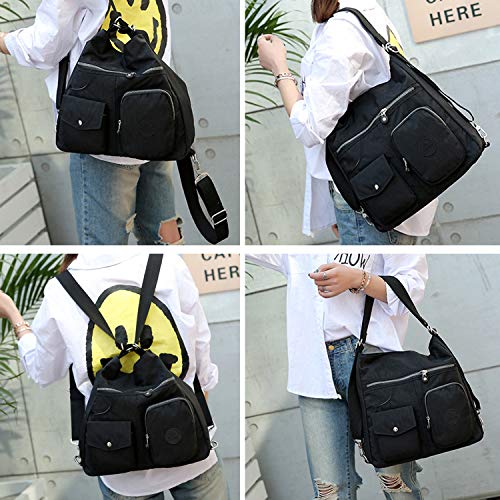 NOTAG Bolsos de Mujer, Impermeable Nylon Bolso Bandolera Multifuncional Mochilas Bolso Hombro Shopper (Rosa roja)