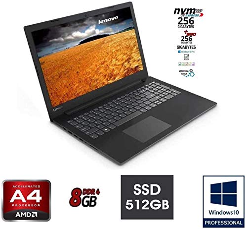 Notebook Lenovo Essential, AMD A4 2.6GHz Burst Mode, Pantalla de 15.6 " LED, 8GB DDR4 SSD 256GB, BT, Wi-Fi,Graphic Radeon R3, Gar Italia, HDMI, USB 3.0 Windows 10 PRO, Teclado italiano QWERTY