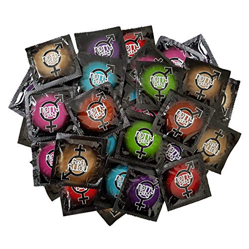 NottyBoy Preservativos para hombres – 500 piezas – Costillas, puntos, finos, de larga duración, fresa, chocolate y preservativos sabor manzana verde