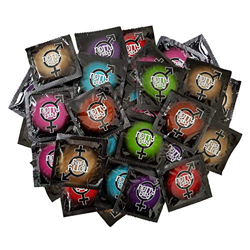NottyBoy Preservativos para hombres – 500 piezas – Costillas, puntos, finos, de larga duración, fresa, chocolate y preservativos sabor manzana verde