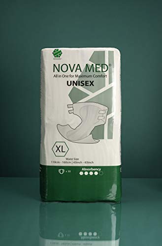 Nova Med - Pañales para incontinencia todo en uno, pañales para adultos - 30 por paquete (XL) - 2880 ml de absorción