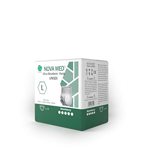 Novamed Almohadillas para incontinencia, pañales para adultos – 14 por paquete (grandes) – absorción de 1950 ml