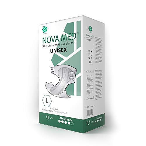 Novamed - Pañales para incontinencia todo en uno, pañales para adultos - 30 por paquete (talla L) - 2640 ml de absorción
