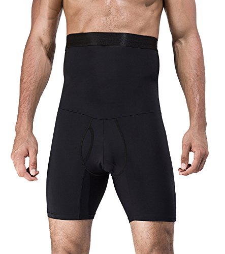 NOVECASA Pantalones Cortos de Compresión para Hombre con Faja Moldeadora Abdominal Plano Calzoncillos Reductoros Elásticos Shapewear (L(60-80 kg), Negro)