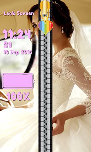 Novia de la cremallera de la pantalla de bloqueo