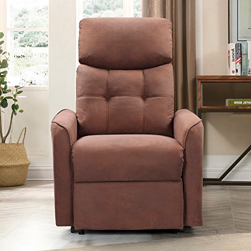 Novohogar Sillón Levantapersonas Moscú con Muelle Ensacado, Respaldo Reclinable y Reposapiés Extensible con Mando (Chocolate)