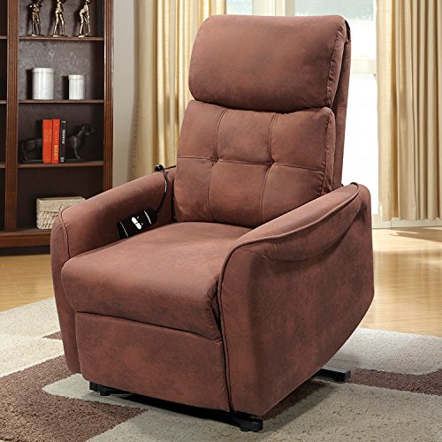 Novohogar Sillón Levantapersonas Moscú con Muelle Ensacado, Respaldo Reclinable y Reposapiés Extensible con Mando (Chocolate)