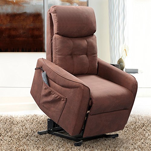 Novohogar Sillón Levantapersonas Moscú con Muelle Ensacado, Respaldo Reclinable y Reposapiés Extensible con Mando (Chocolate)