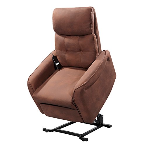 Novohogar Sillón Levantapersonas Moscú con Muelle Ensacado, Respaldo Reclinable y Reposapiés Extensible con Mando (Chocolate)