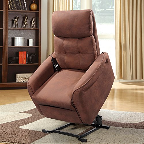 Novohogar Sillón Levantapersonas Moscú con Muelle Ensacado, Respaldo Reclinable y Reposapiés Extensible con Mando (Chocolate)