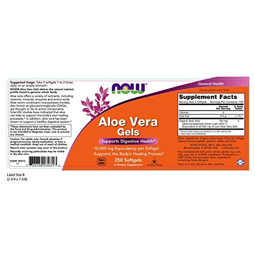 NOW Foods Aloe Vera Gels - 250 Unidades