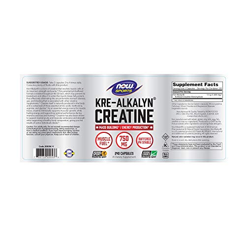 Now Foods Kre-Alkalyn creatina 240 caps 240 Unidades 280 g