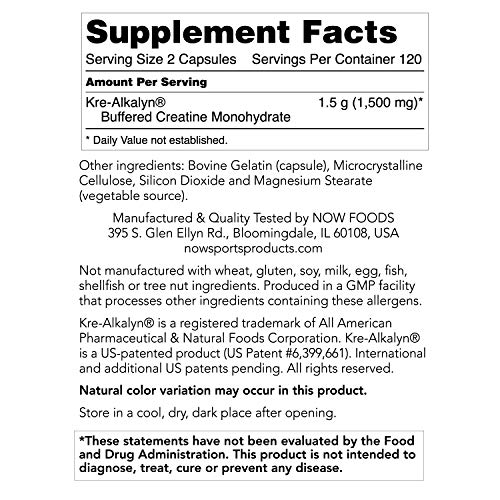 Now Foods Kre-Alkalyn creatina 240 caps 240 Unidades 280 g