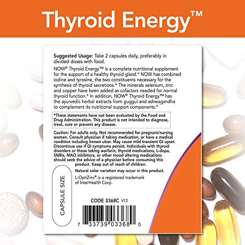 Now Foods Thyroid Energy - Energía tiroidea, sin gluten y soya, 90 cápsulas vegetales
