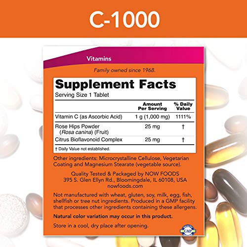 Now Foods Vitamina C-1000 con los escaramujos y bioflavonoides - 250 comprimidos 250 Unidades 460 g