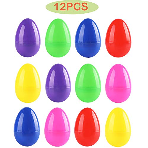 NOZOMI 12Pcs Huevos de Relleno vacíos, 6 * 4cm Huevos de Pascua Sorpresa de plástico rellenables para Regalos de Pascua Dulces, Chocolate, Favores de Fiesta, Juego de Caza de Pascua