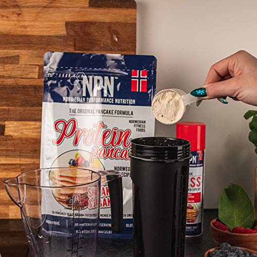 NPN Protein Pancake mix | panqueque de proteína en polvo | Fórmula sin gluten | Fuente de triple proteína | Agite y hornee 26 panqueques | 910g Fórmula original de noruega