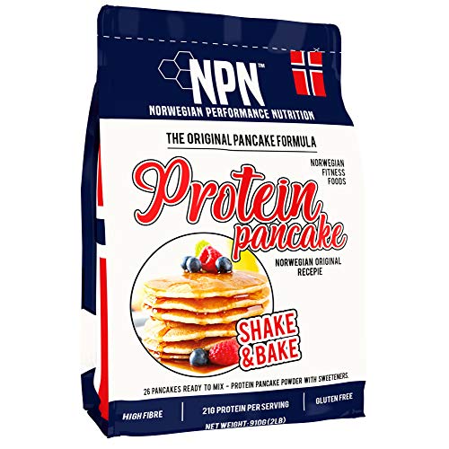 NPN Protein Pancake mix | panqueque de proteína en polvo | Fórmula sin gluten | Fuente de triple proteína | Agite y hornee 26 panqueques | 910g Fórmula original de noruega