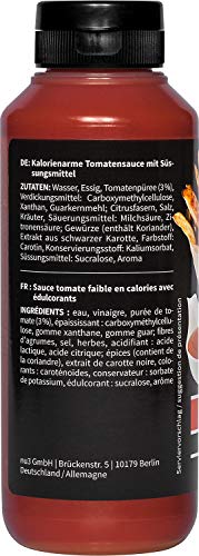 nu3 Salsa de tomate low carb - 265 ml de salsa sin gluten, azúcar ni grasa - Baja en calorías y carbohidratos - Alternativa sana al kétchup - Sabor natural a tomate, vinagre y especies
