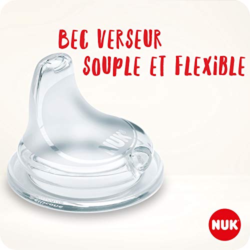 NUK First Choice+ vaso antiderrame bebé, 6-18 Meses, Boquilla de Silicona a Prueba de Fugas, Anticólico, Sin Bpa, 150 Ml, Gris Y Blanco, 1 Unidad