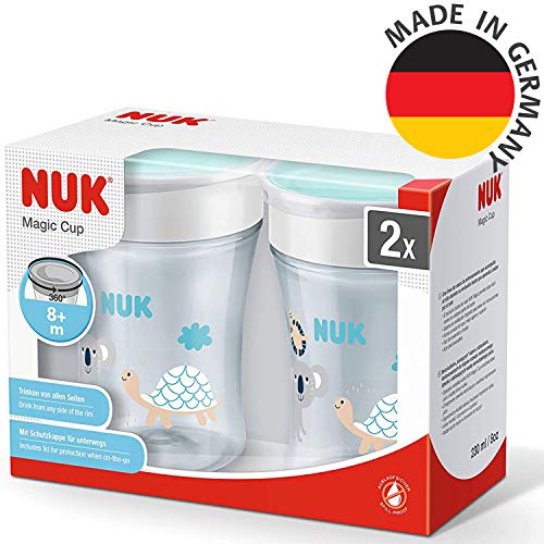 NUK Magic Cup vaso antiderrame bebe | Borde a prueba de derrames de 360° | +8 meses | Sin BPA | 230 ml | Koala (neutral) | 2 unidades